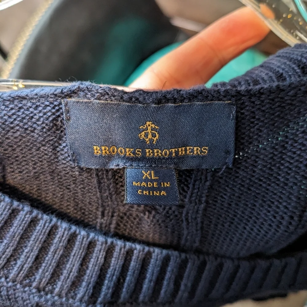 Brooks Brothers Men's Cotton Cable Crew Neck Sweater Sz XL